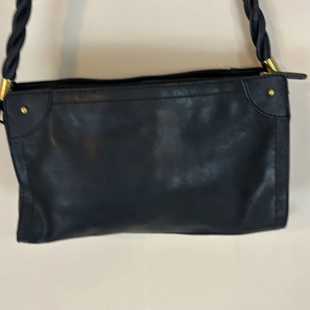 Madison Studios Vegan Leather Black Purse Handbag with Twisted Handle